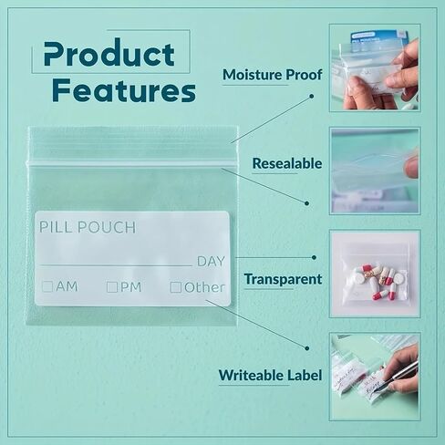 100 Pcs Reusable Pill Pouch Set, Small Medicine Organizer Bags for Pills, Vitamins, and Travel Essentials, Portable Storage Baggies in Saudi Arabia
