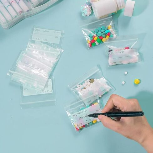 100 Pcs Reusable Pill Pouch Set, Small Medicine Organizer Bags for Pills, Vitamins, and Travel Essentials, Portable Storage Baggies in Saudi Arabia