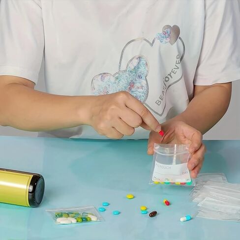 100 Pcs Reusable Pill Pouch Set, Small Medicine Organizer Bags for Pills, Vitamins, and Travel Essentials, Portable Storage Baggies in Saudi Arabia
