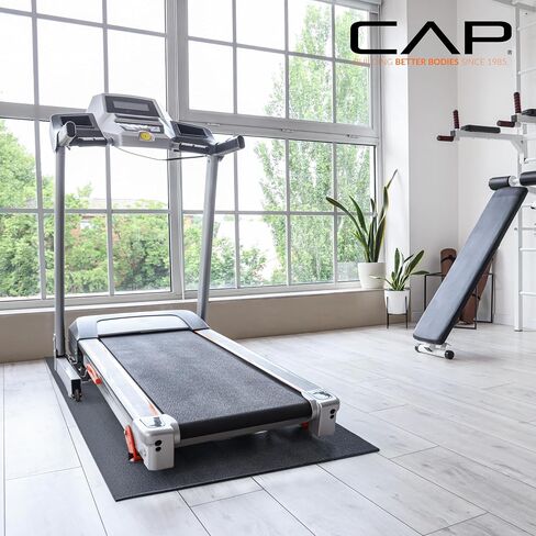 بساط معدات تمرين CAP Barbell لجهاز المشي، بساط معدات اللياقة البدنية، حماية أرضية الصالة الرياضية المنزلية، أسود، تصميم حصوي، 78 بوصة × 36 بوصة × ¼ بوصة، حواف مربعة in Saudi Arabia
