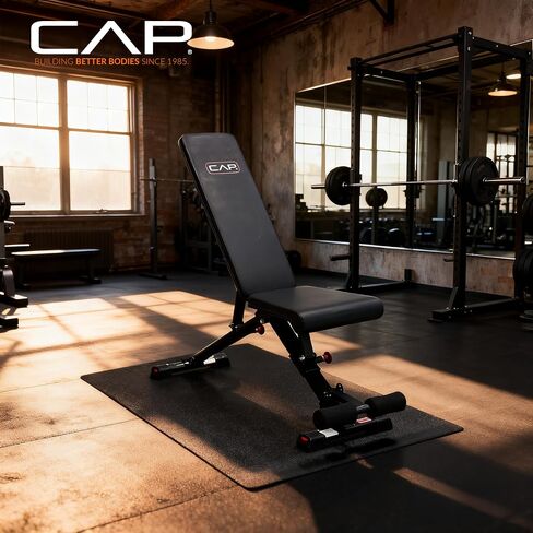 بساط معدات تمرين CAP Barbell لجهاز المشي، بساط معدات اللياقة البدنية، حماية أرضية الصالة الرياضية المنزلية، أسود، تصميم حصوي، 78 بوصة × 36 بوصة × ¼ بوصة، حواف مربعة in Saudi Arabia