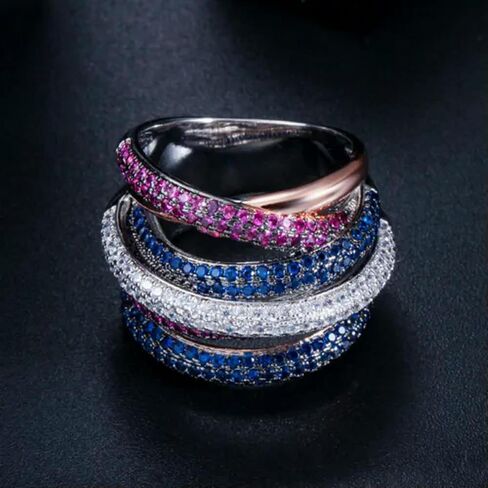 Luxury Design Gold Geometry Cubic Zirconia Big Wedding Finger Ring in Saudi Arabia