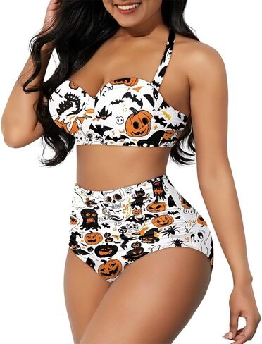 Women Bikini Set Halter Ruched Swimwear Bathing Suit Tummy Control Swimsuit Fit for Most Women in Saudi Arabia