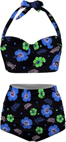 Women Bikini Set Halter Ruched Swimwear Bathing Suit Tummy Control Swimsuit Fit for Most Women in Saudi Arabia