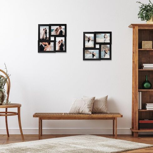 إطار صورة مجمعة مقاس 4x6، 4 إطار صور مع زجاج حقيقي، إطار صورة عائلي معلق على الحائط أو عرض على الطاولة، أزرق in Saudi Arabia