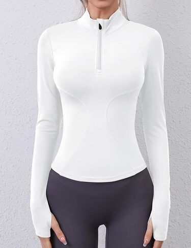 Women's Long Sleeve Athletic Top – Quick Dry Half-Zip Crop Shirt for Yoga, Running, and Workouts in Saudi Arabia