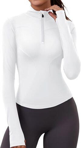 Women's Long Sleeve Athletic Top – Quick Dry Half-Zip Crop Shirt for Yoga, Running, and Workouts in Saudi Arabia