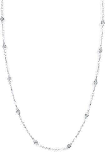 1/4 Cttw Round Cut Bezel Set Moissanite 14K Gold Plates 925 Sterling Silver Station 18" Chain Necklace (D Color, VVS1-VVS2 Clarity) in Saudi Arabia