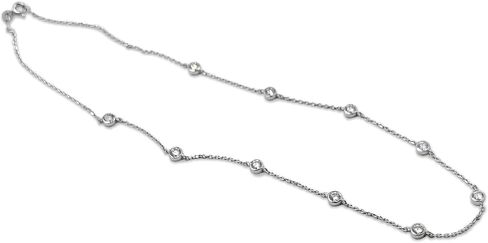 1/4 Cttw Round Cut Bezel Set Moissanite 14K Gold Plates 925 Sterling Silver Station 18" Chain Necklace (D Color, VVS1-VVS2 Clarity) in Saudi Arabia