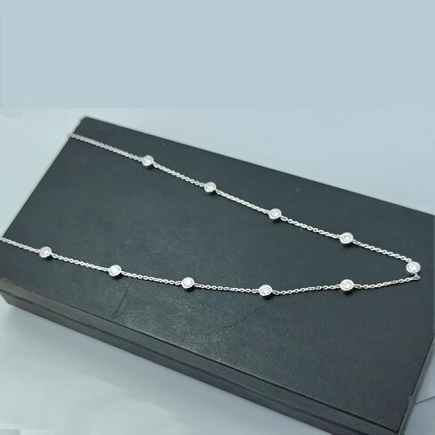 1/4 Cttw Round Cut Bezel Set Moissanite 14K Gold Plates 925 Sterling Silver Station 18" Chain Necklace (D Color, VVS1-VVS2 Clarity) in Saudi Arabia