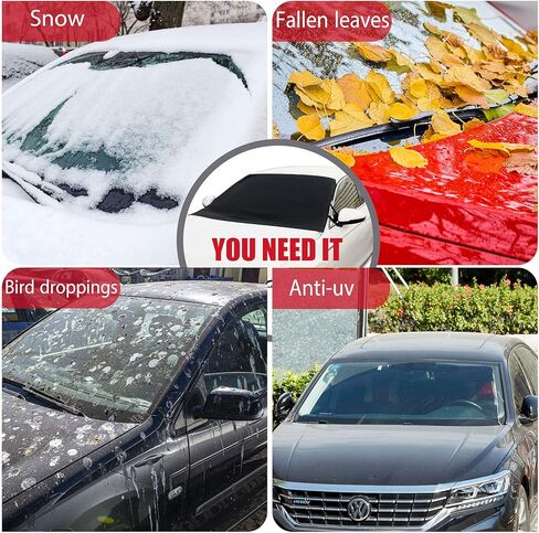 2 Pieces Car Windshield Snow Cover Ice Frost Protector Windproof Car Cover Oxford Windshield Fit Winter Snow Defender for Most Vehicles Trucks SUV in Saudi Arabia