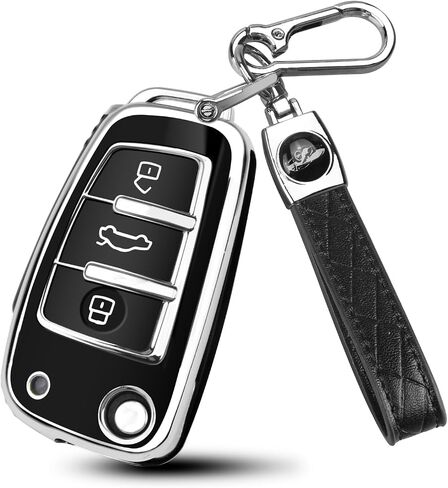 لأودي مفتاح فوب غطاء متوافق مع A1 A3 Q3 Q7 R8 A6L TT 3 زر الوجه مفتاح شل حالة in Kuwait