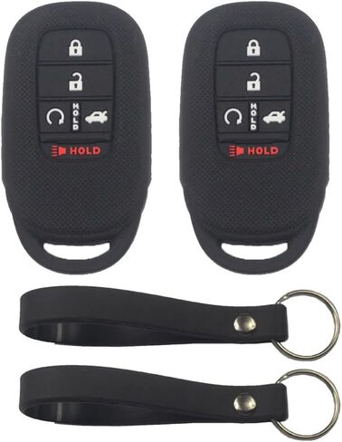 2Pcs Black Rubber Silicone 5 Buttons Smart Key Fob Cover Case Protector Keyless with Keychain Compatible with Honda Accord Civic H-RV 2023 in Kuwait