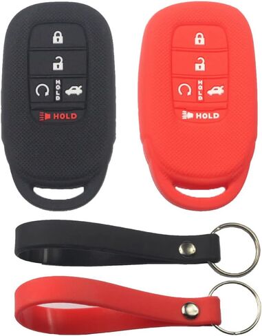 2Pcs Black Rubber Silicone 5 Buttons Smart Key Fob Cover Case Protector Keyless with Keychain Compatible with Honda Accord Civic H-RV 2023 in Kuwait