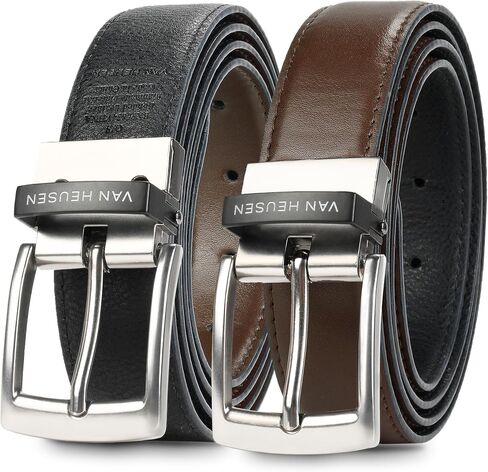 Van Heusen Mens Reversible Leather Belt, Black Brown Dress Belt for Casual, Golf, Work in Saudi Arabia