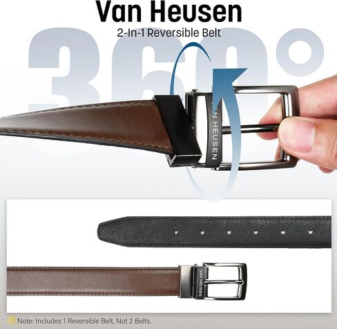 Van Heusen Mens Reversible Leather Belt, Black Brown Dress Belt for Casual, Golf, Work in Saudi Arabia