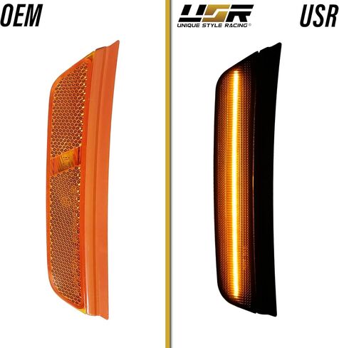 USR 21-25 WK2 مصباح علامة جانبية لسيارات الدفع الرباعي - زوج مصابيح وقوف السيارات الأمامية المدخنة (يسار + يمين) - متوافق مع جميع موديلات جيب جراند شيروكي 2021-2025 مثل SRT، وOverland، وSummit (عدسة الدخان مع مصباح LED كهرماني) in Saudi Arabia