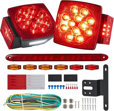 VEVOR Trailer Lights, 12V LED Trailer Tail Lights Kit with Stop Brake Turn Tail License Plate Clearance Lamp, Waterproof Tow Lighting Kit with Wiring Harness for Boat Truck Camper RV Snowmobile Bus in Saudi Arabia