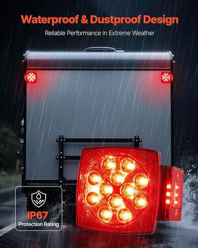 VEVOR Trailer Lights, 12V LED Trailer Tail Lights Kit with Stop Brake Turn Tail License Plate Clearance Lamp, Waterproof Tow Lighting Kit with Wiring Harness for Boat Truck Camper RV Snowmobile Bus in Saudi Arabia