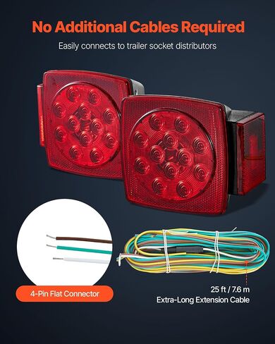 VEVOR Trailer Lights, 12V LED Trailer Tail Lights Kit with Stop Brake Turn Tail License Plate Clearance Lamp, Waterproof Tow Lighting Kit with Wiring Harness for Boat Truck Camper RV Snowmobile Bus in Saudi Arabia
