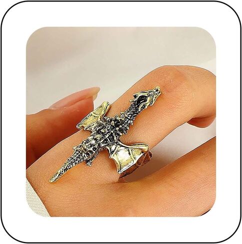Boho Flying Dragon Finger Ring Vintage Soaring Dragon Wrap Open Ring Gold Dragon Open Knuckle Ring Punk Adjustable Stacking Ring Jewelry for Women in Kuwait