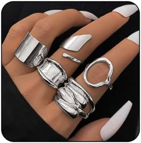 MIFYNN Chunky Gold Knuckle Rings Set for Women Geometric Irregularity Stackable Rings Set Wide Joint Finger Rings Sets Chunky Stacking Statement Womens Ring Pack in Kuwait