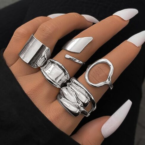 MIFYNN Chunky Gold Knuckle Rings Set for Women Geometric Irregularity Stackable Rings Set Wide Joint Finger Rings Sets Chunky Stacking Statement Womens Ring Pack in Kuwait