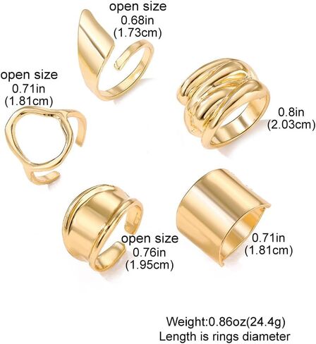MIFYNN Chunky Gold Knuckle Rings Set for Women Geometric Irregularity Stackable Rings Set Wide Joint Finger Rings Sets Chunky Stacking Statement Womens Ring Pack in Kuwait