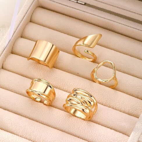MIFYNN Chunky Gold Knuckle Rings Set for Women Geometric Irregularity Stackable Rings Set Wide Joint Finger Rings Sets Chunky Stacking Statement Womens Ring Pack in Kuwait