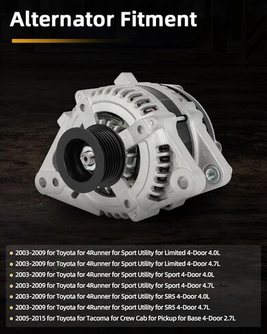 مولد كهربائي OCPTY 11139 2003-2009 لسيارة Toyota for 4Runner، 2005-2015 لسيارة Toyota for Tacoma 4.0L V6 يستبدل 11139 0124325123, 1042103470, 1042103471 in Kuwait