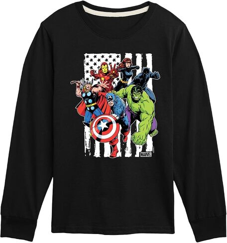 تي شيرت Marvel The Avengers - العلم الأمريكي - بأكمام طويلة للأطفال والشباب in Saudi Arabia
