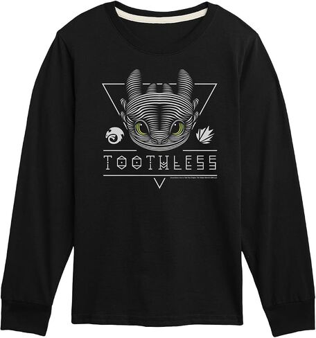 How to Train Your Dragon - Toothless Line Art - Toddler & Youth Long Sleeve Graphic T-Shirt in Saudi Arabia