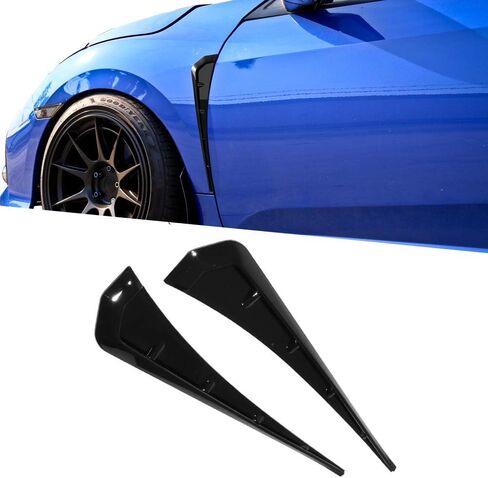 IKON MOTORSPORTS Side Fender Vents Compatible With 2016-2020 Honda Civic 10th Gen, Front Pair Gloss Black ABS Fender Vent Covers in Saudi Arabia