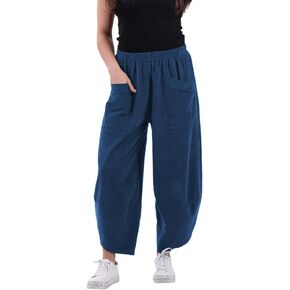 Yeokou Womens Baggy Wide Leg Pants Casual Corduroy Elastic Waist Harem Trousers with Pockets in Saudi Arabia