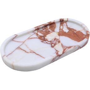 OOBOOB Natural Calacatta Viola Violet Marble Tray, Oval Perfume Tray, Bathroom Organizer for Vanity, Kitchen & Living Room, Perfect for Home Decor Lovers​ in Saudi Arabia