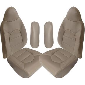 NLQR 1999 2000 Front Driver and Passenger Bottom & Top Replacement Seat Covers & 2pcs Seat Armrest Covers Tan Compatible with Ford F250 F350 F450 F550 Lariat XLT XL Super Duty in Kuwait