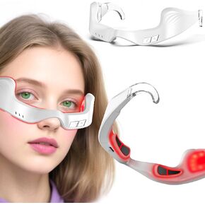 Red Light Eye Massager,Red Light Glasses,Under Eye Light Therapy Device,Red Light Beauty Device Eye Massage Light-Weight,Reducing Dark Circles,Puffiness,Wrinkles,Relieve Eye Bags,Eye Fatigue (Milky) in Saudi Arabia