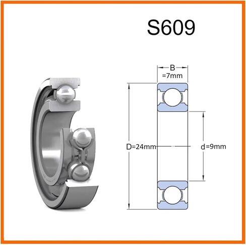 الفولاذ المقاوم للصدأ مصغرة كرة أخدود عميقة تحمل S609 609 609ZZ 609-2Z 609-2RS لاستبدال الطابعة ثلاثية الأبعاد (1 قطعة) in Saudi Arabia
