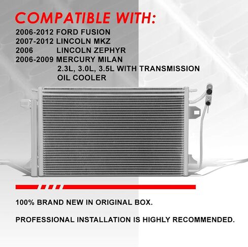 Auto Dynasty 3390 Aluminum A/C Condenser Compatible with Ford Fusion Lincoln Mkz Zephyr Milan 06-12 in Saudi Arabia