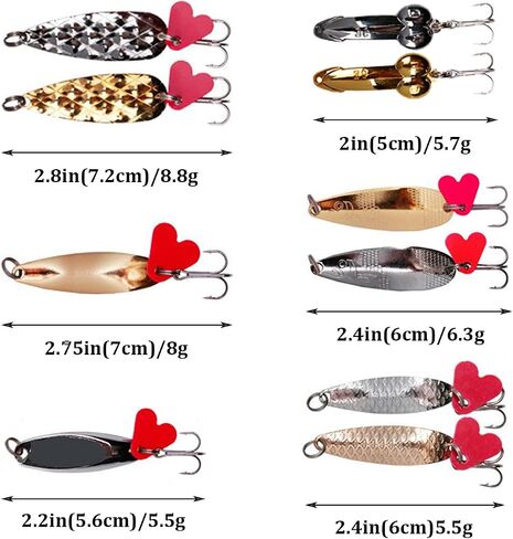 WOLFSKIN الصيد السحر عدة 10PCS Spinnerbait ملعقة الصيد الطعوم المعدنية الصلبة لسمك السلمون سمك السلمون المرقط بايك باس الكرابي Walleye المياه العذبة والمياه المالحة Spinnerbait الأسماك السنانير مع ريشة in Saudi Arabia