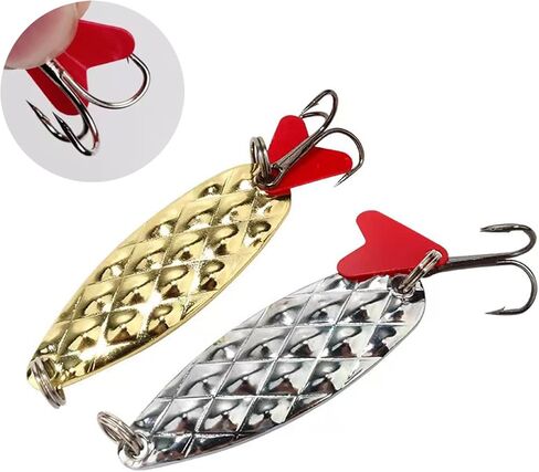 WOLFSKIN الصيد السحر عدة 10PCS Spinnerbait ملعقة الصيد الطعوم المعدنية الصلبة لسمك السلمون سمك السلمون المرقط بايك باس الكرابي Walleye المياه العذبة والمياه المالحة Spinnerbait الأسماك السنانير مع ريشة in Saudi Arabia