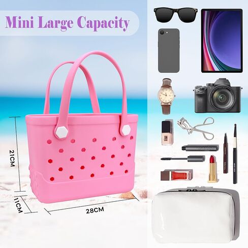 Small Rubber Beach Bag, EVA Travel Mini Tote for Women Waterproof Outdoor Beach Tote Washable Bitty Bag Open Handbag in Saudi Arabia