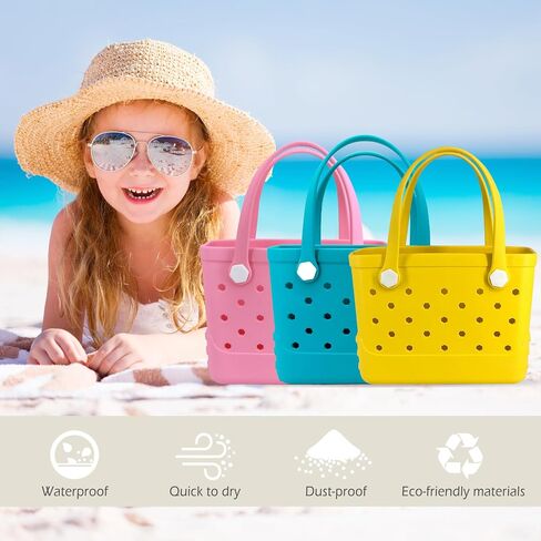 Small Rubber Beach Bag, EVA Travel Mini Tote for Women Waterproof Outdoor Beach Tote Washable Bitty Bag Open Handbag in Saudi Arabia
