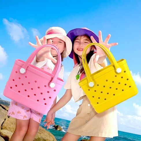 Small Rubber Beach Bag, EVA Travel Mini Tote for Women Waterproof Outdoor Beach Tote Washable Bitty Bag Open Handbag in Saudi Arabia