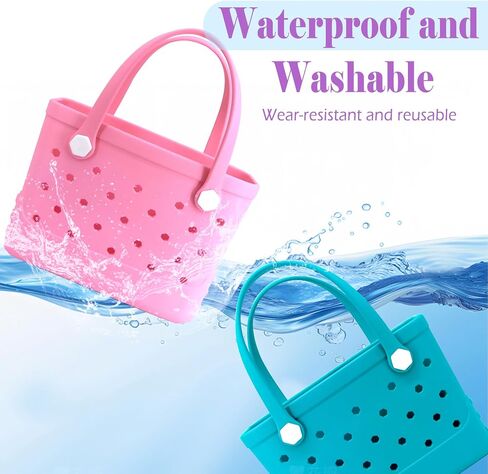 Small Rubber Beach Bag, EVA Travel Mini Tote for Women Waterproof Outdoor Beach Tote Washable Bitty Bag Open Handbag in Saudi Arabia
