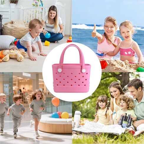 Small Rubber Beach Bag, EVA Travel Mini Tote for Women Waterproof Outdoor Beach Tote Washable Bitty Bag Open Handbag in Saudi Arabia