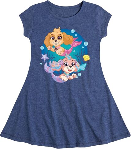 HYBRID APPAREL - Paw Patrol Aqua Pups - Skye and Coral - Toddler and Youth Girls Fit and Flare Dress in Saudi Arabia