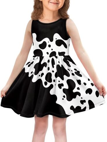 Flashideas Girls Dresses Round Neck Flared Skate Dress with Pockets Casual Dresses Soft Comfortable in Saudi Arabia