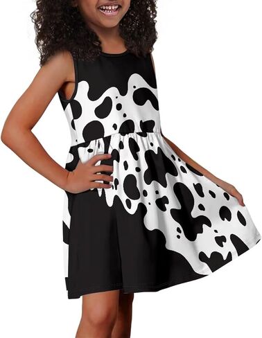 Flashideas Girls Dresses Round Neck Flared Skate Dress with Pockets Casual Dresses Soft Comfortable in Saudi Arabia
