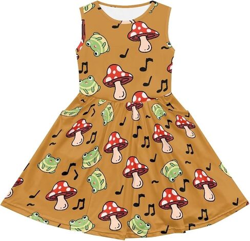 Flashideas Girls Dresses Round Neck Flared Skate Dress with Pockets Casual Dresses Soft Comfortable in Saudi Arabia